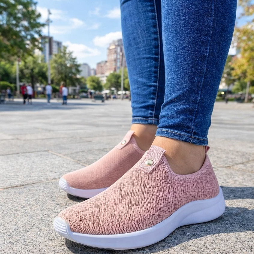 Tênis Meia Feminino Calça Facil Confortável-Tênis Feminino Casual Sem Cadarço Leve