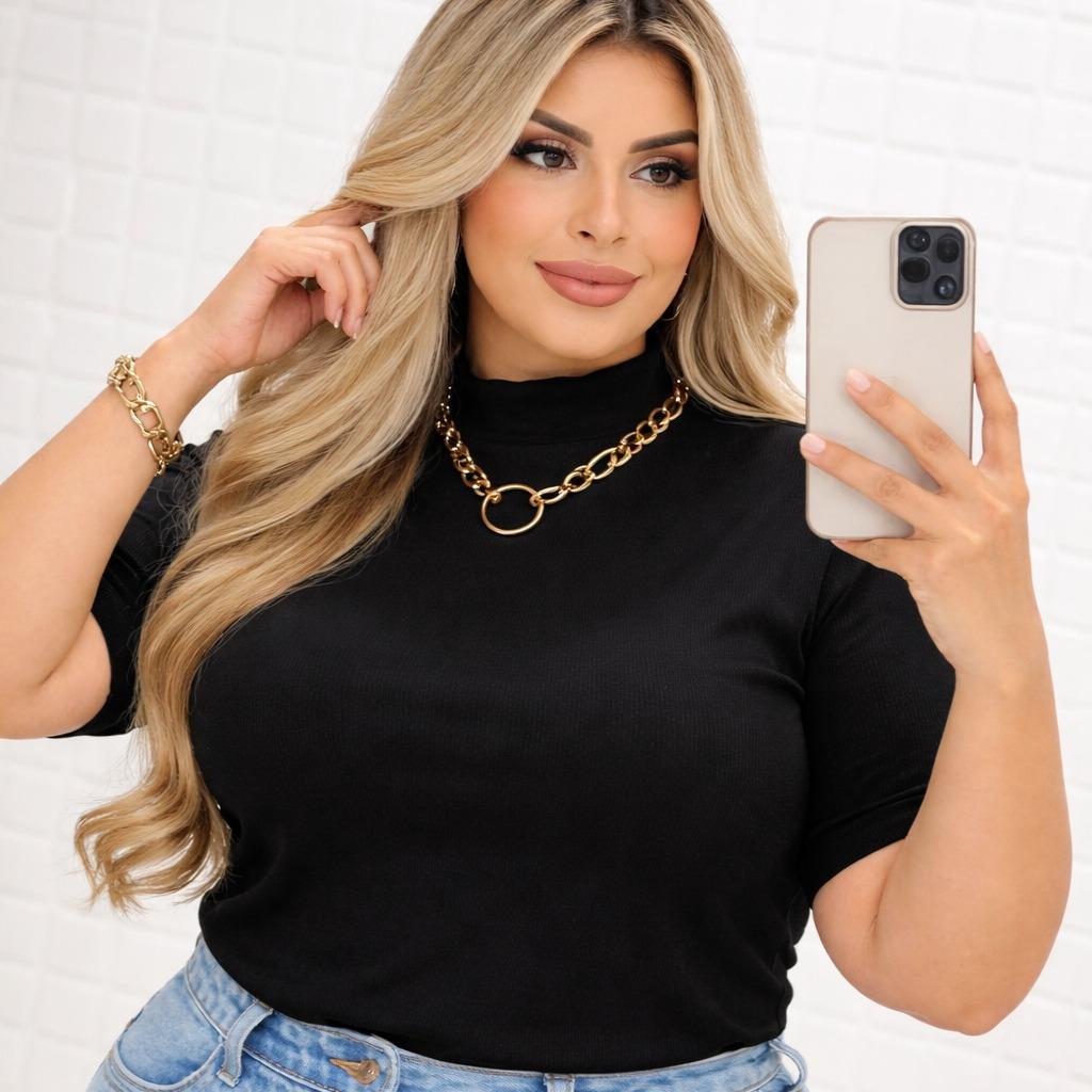 Blusa Feminina Gola Alta Algodão100% Premium Plus Size Conforto Máximo + Frete Grátis