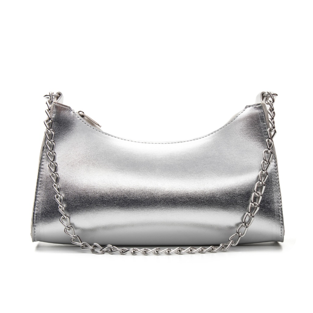 Bolsa Feminina Elegante Metalizada Baguete Corrente Transversal Ombro Mão Noir Fashion em Oferta na Shopee
