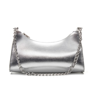 Bolsa Feminina Elegante Metalizada Baguete Corrente Transversal Ombro Mão Noir Fashion em Oferta na Shopee