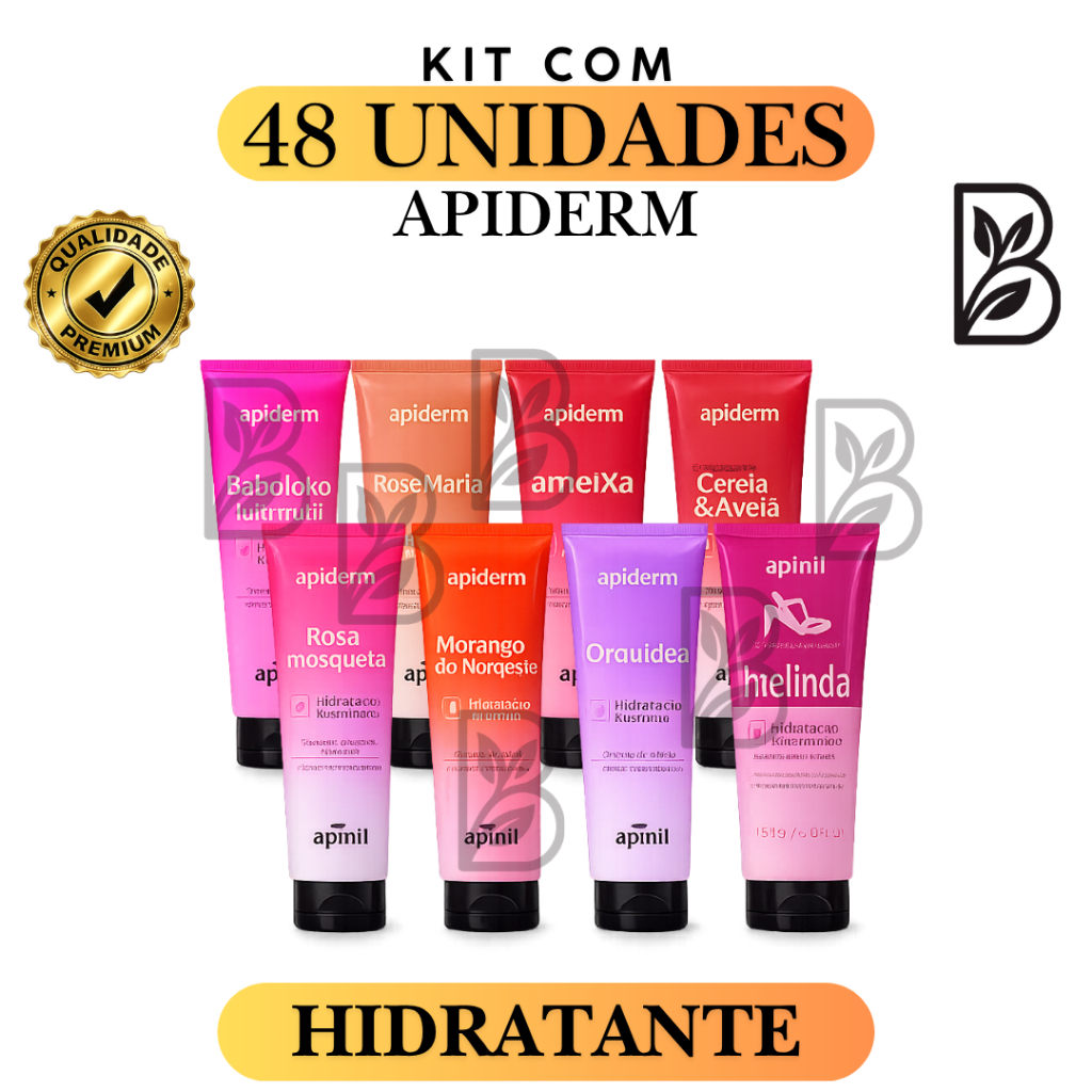 Kit 12; 24; 36 ou 48 Hidratante Corporal Apiderm 200g – Várias Fragrâncias | Hidratação Intensa