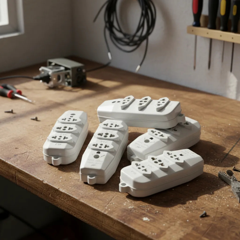 Kit com 3 Extensão Régua  Tomadas 10a/20a Bivolt Anti Chama PP PLANO em Oferta na Shopee