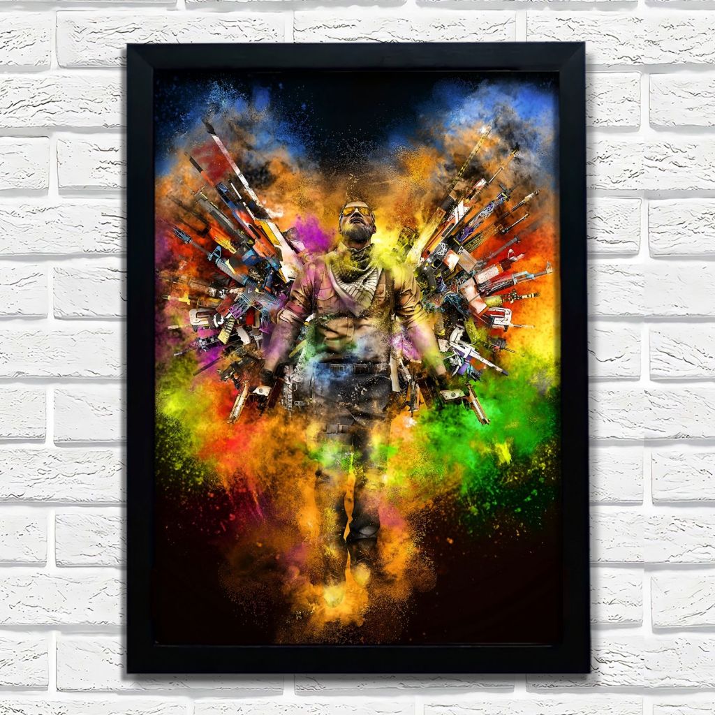 Quadro Counter Strike CS GO Jogo FPS Moldura Madeira 45x34cm - Decoração Gamer Geek Quarto Sala PC Gamer E-sports Top