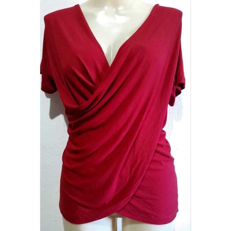 Blusa de Malha Feminina Transpassada Decote V - Tamanho GG (desapego)