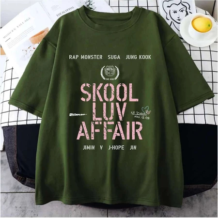 Camiseta Skool Luv Affair BTS Suga Jungkook Jimin J-hope Jin RAP Monster 100% algodão Kpop Coreano