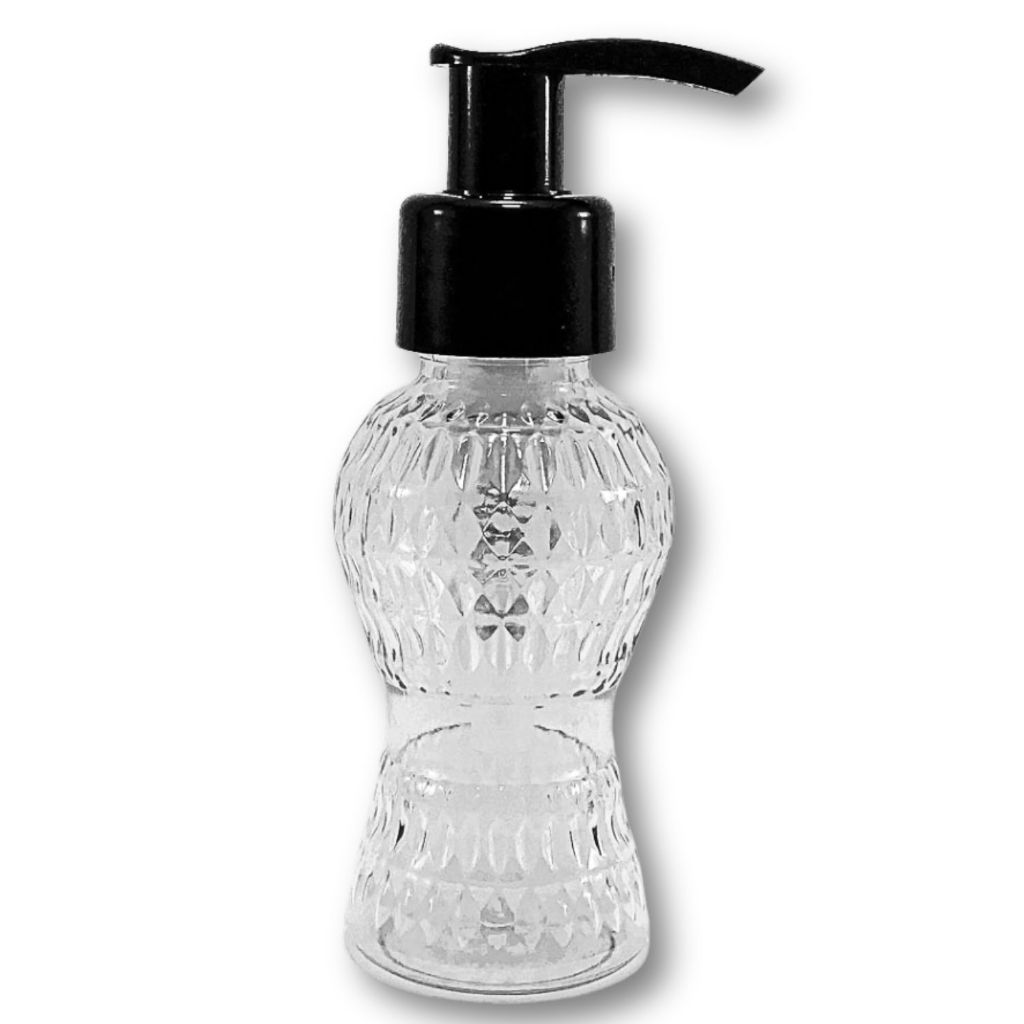 FRASCO 45mL CINTURINHA + PUMP PRETA,  PARA LIMPEZA, SABONETEIRA, ALCOOL EM GEL, LEMBRANCINHA