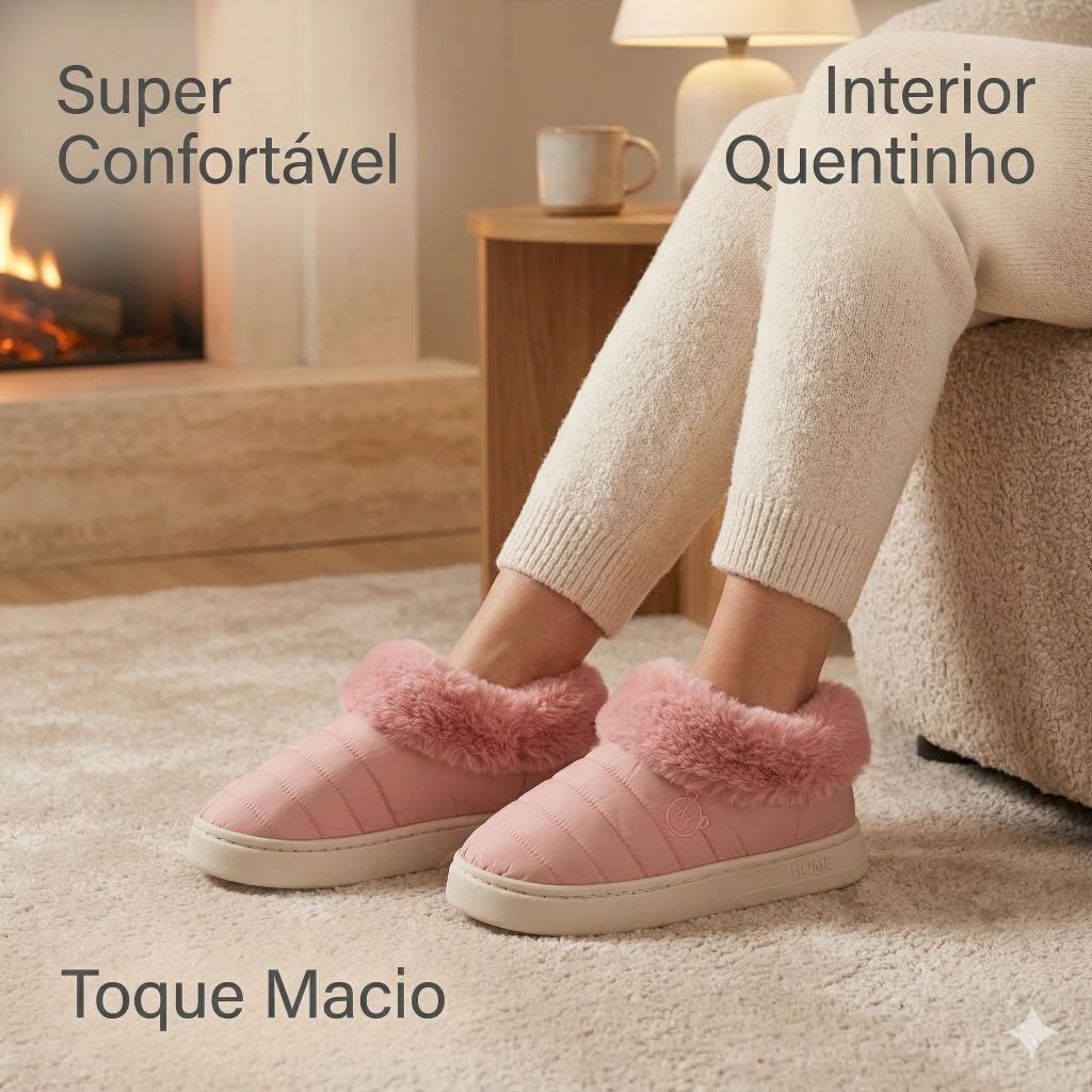 Pantufa Feminina Chinelo Feminino de Inverno Aveludado e Quente