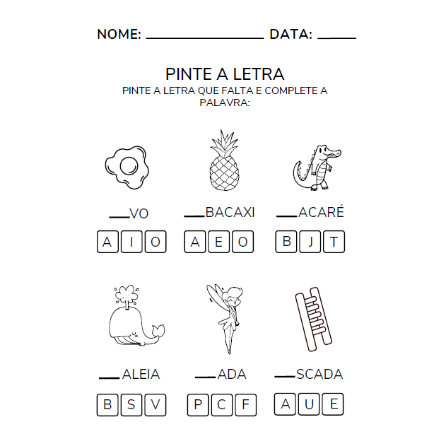 Kit 100 atividades infantil Pedagógica Variadas Folha a4 inteira
