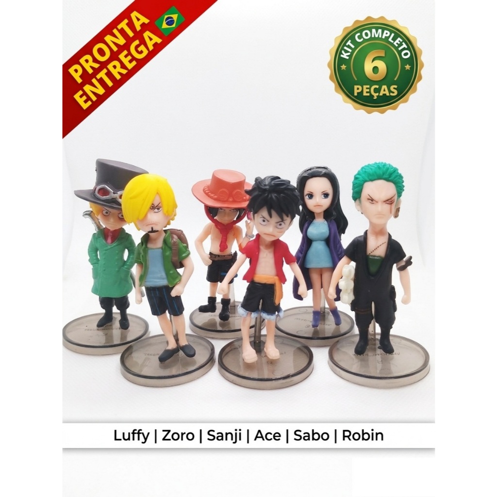Action Figure One Piece Kit 6 Bonecos Luffy Zoro Sanji Coleção Anime Pronta Entrega