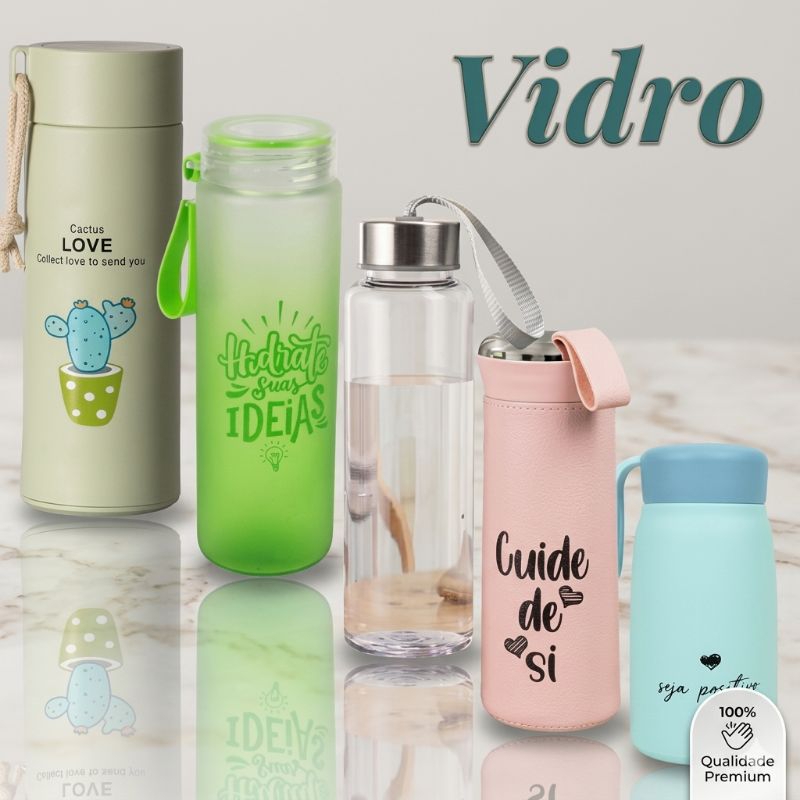 Garrafa Squeeze Motivacional em Vidro 350ml