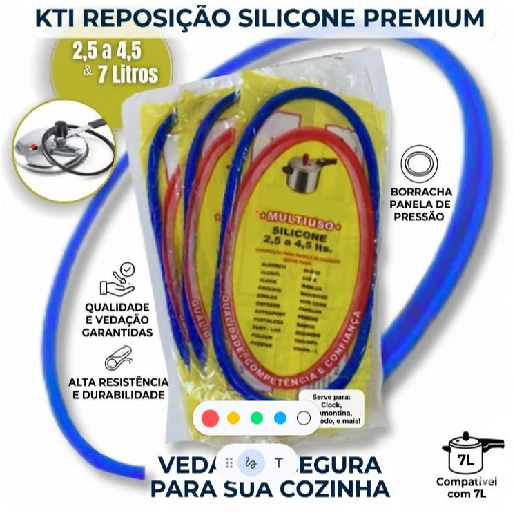 Borracha de Panela de Pressão Silicone 2,5 a 4,5 e 7 Litros