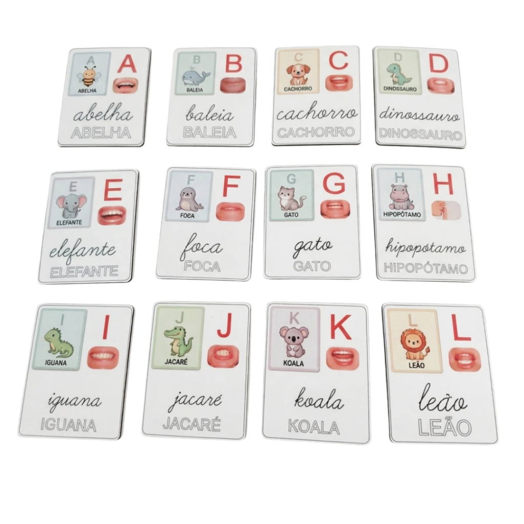 Jogo Educativo Alfabeto Infantil  - Cartas MDF Aprender Letras - Personalize