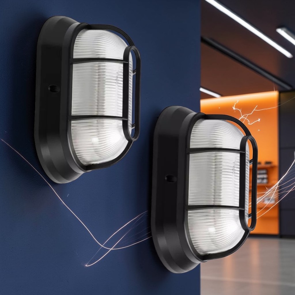 Arandela Tartaruga Oval LED E27 IP65 Preta Luminária Externa Parede Bivolt Millenniun Imports