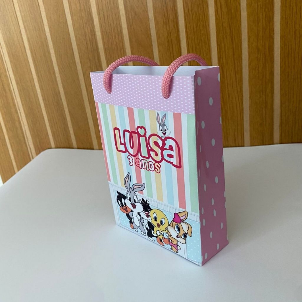 Kit Sacolinha 10|15|20 Personalizada Looney Tunes Menina Festa 10x15cm | Lembrancinha, Embalagem, Kit Presente com Alça