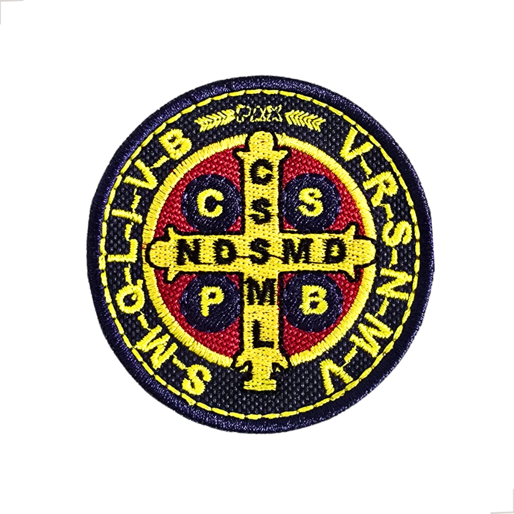 Patch Bordado Aplique Escudo Medalhão São Bento 7cm | Alta Qualidade | Aplique Customização Roupa Acessório Boné Mochila