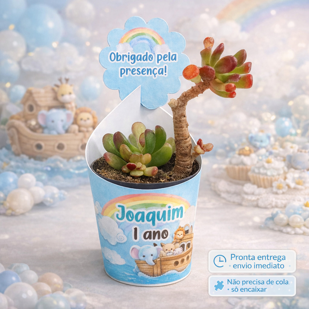 Rótulo Suculentas +Tag Personalizada Centro de Mesa  Arca de Noe |Lembrancinha Festa Aniversário Chá de Bebê todos/temas