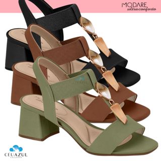 Sandália Modare Feminina Salto Bloco Quadrado Elástico Pedrarias Ultraconforto em Oferta na Shopee