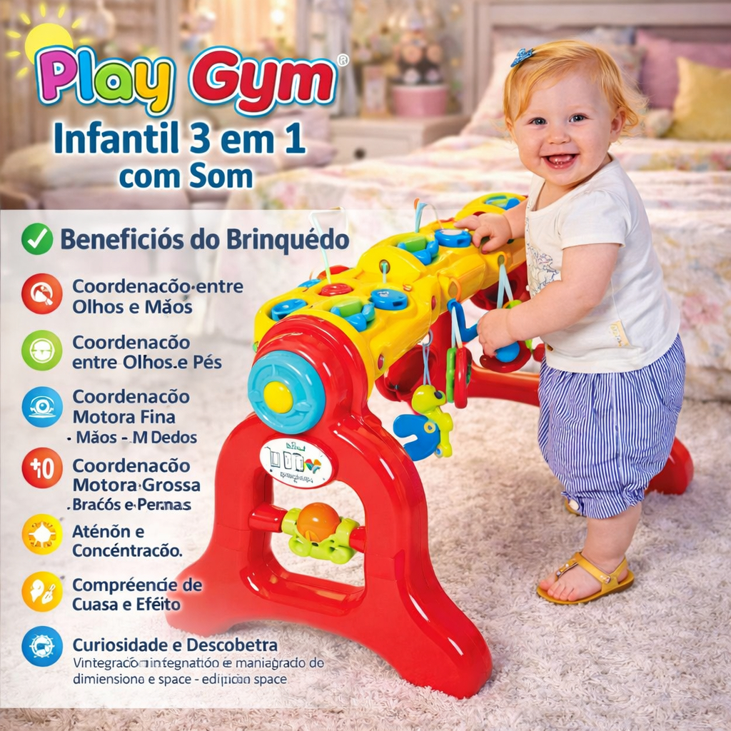Brinquedo Interativo Bebê Centro Atividades Play Gym Educativo Sensorial Desenvolvimento