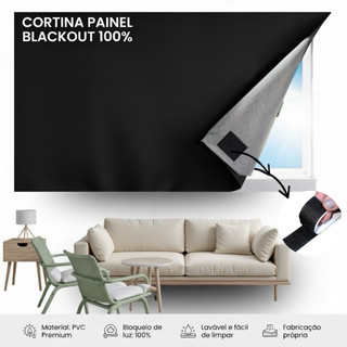 Cortina Blackout Painel com Velcro Corta Luz Sala Quarto Cozinha Janela Cortina Decorativa Instalar Fácil Várias Cores