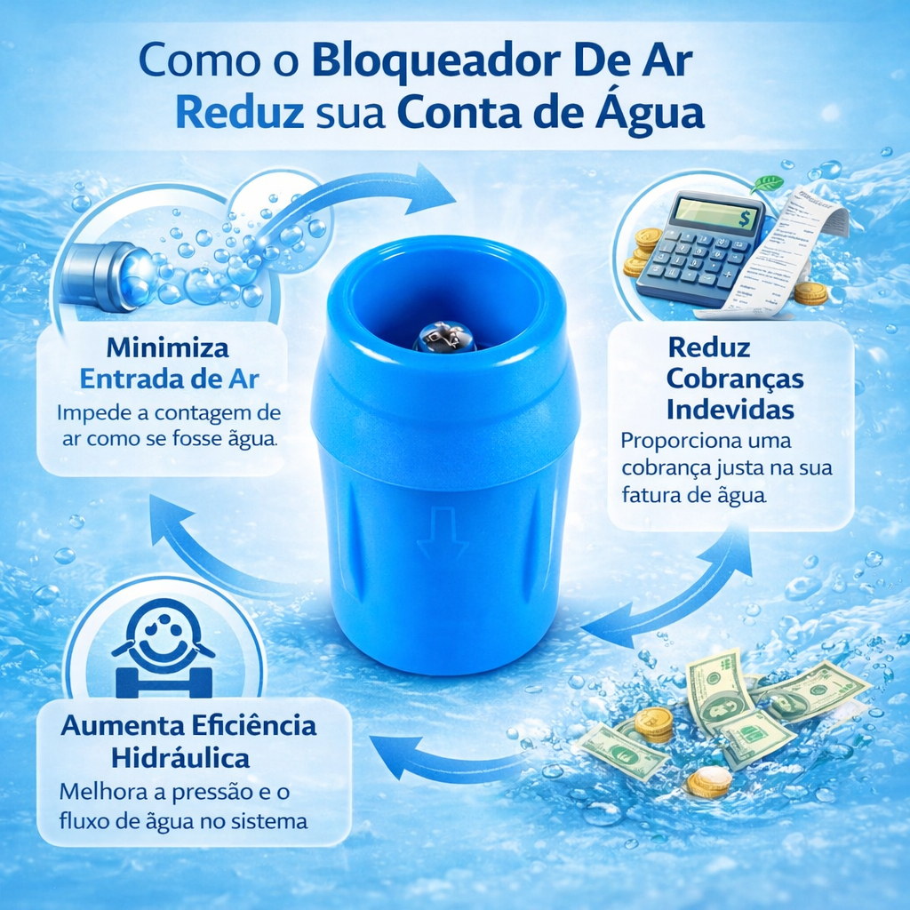 Válvula Bloqueadora De Ar 3/4 Redutora De Conta De Água Hidrômetro Reduz Economia