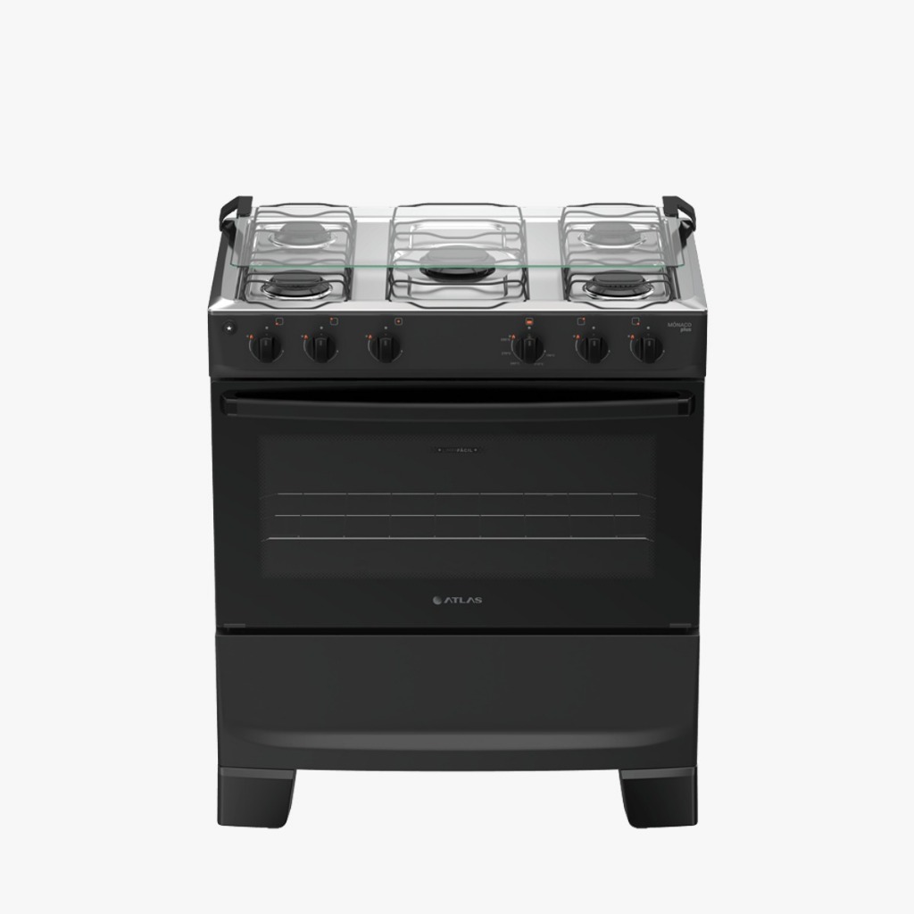 Fogão 5 Bocas Atlas Mônaco Plus com Mesa Inox e Acendimento Automático  Bivolt