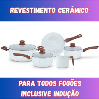 Jogo de Panelas 5 Peças Indução Antiaderente Premium Revestimento Cerâmico Não Gruda em Oferta na Shopee