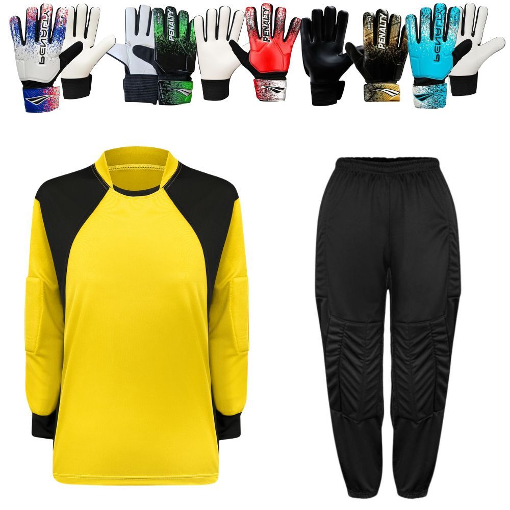 Kit Completo Para Goleiro Adulto: Camisa, Calça Acolchoada e Luva Penalty Delta