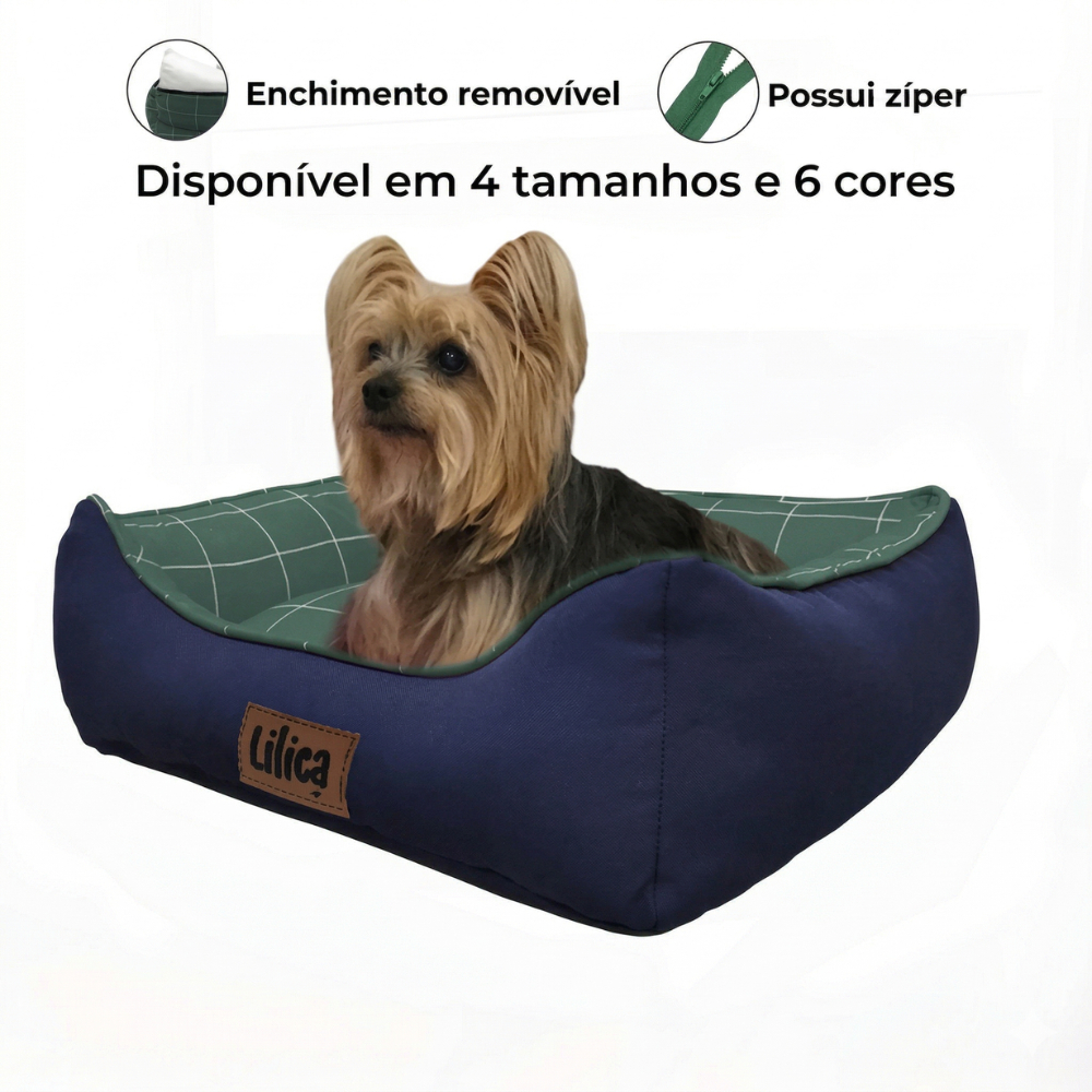 Cama pet algodão lavável antialérgica com zíper confortável caminha cachorro e gato square