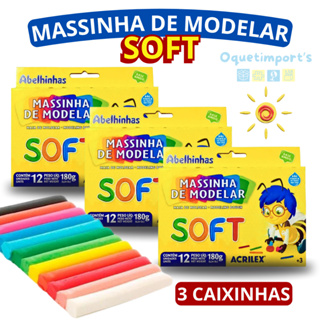 Kit 3 Caixas Massinha De Modelar Infantil 12 Cores - Acrilex em Oferta na Shopee