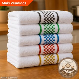 Super Kit 10 Panos de Prato/Copa Premium 100% Algodão Atoalhada Felpuda Grande Toalha de Cozinha em Oferta na Shopee
