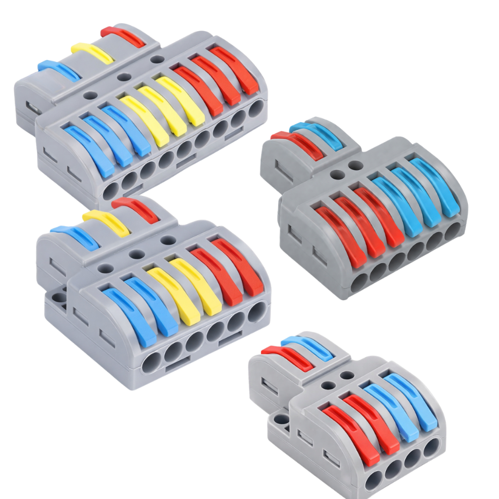Conector de Emenda Rápida 1, 2, 3 vias 32A 4mm² multiplica Fio Chuveiro Tomada Lâmpada 2x6 3x6 3x9