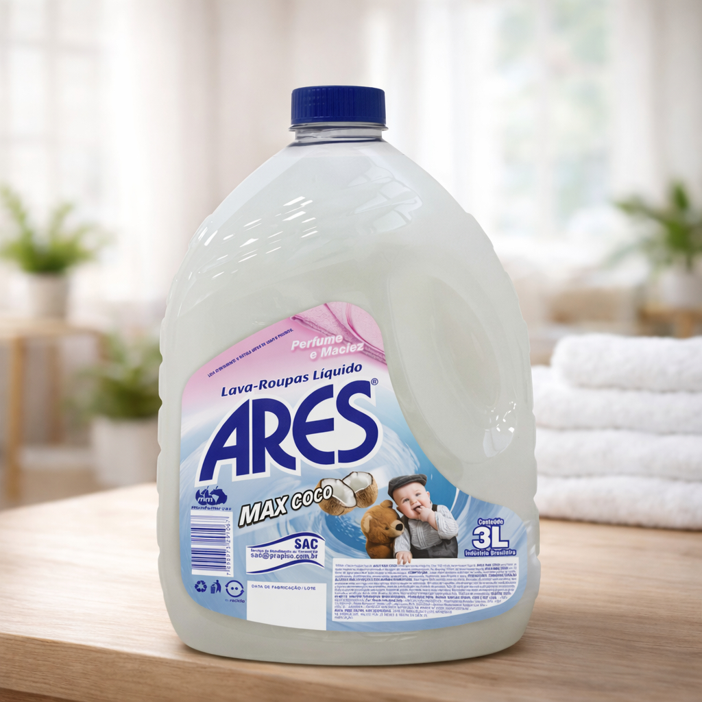 Lava Roupas Coco Sabão Líquido 3L Premium - Ares
