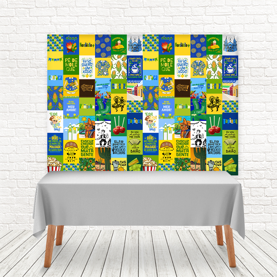 Painel Retangular Pequeno Tema Lambe Lambe Junino 1,40x1,00