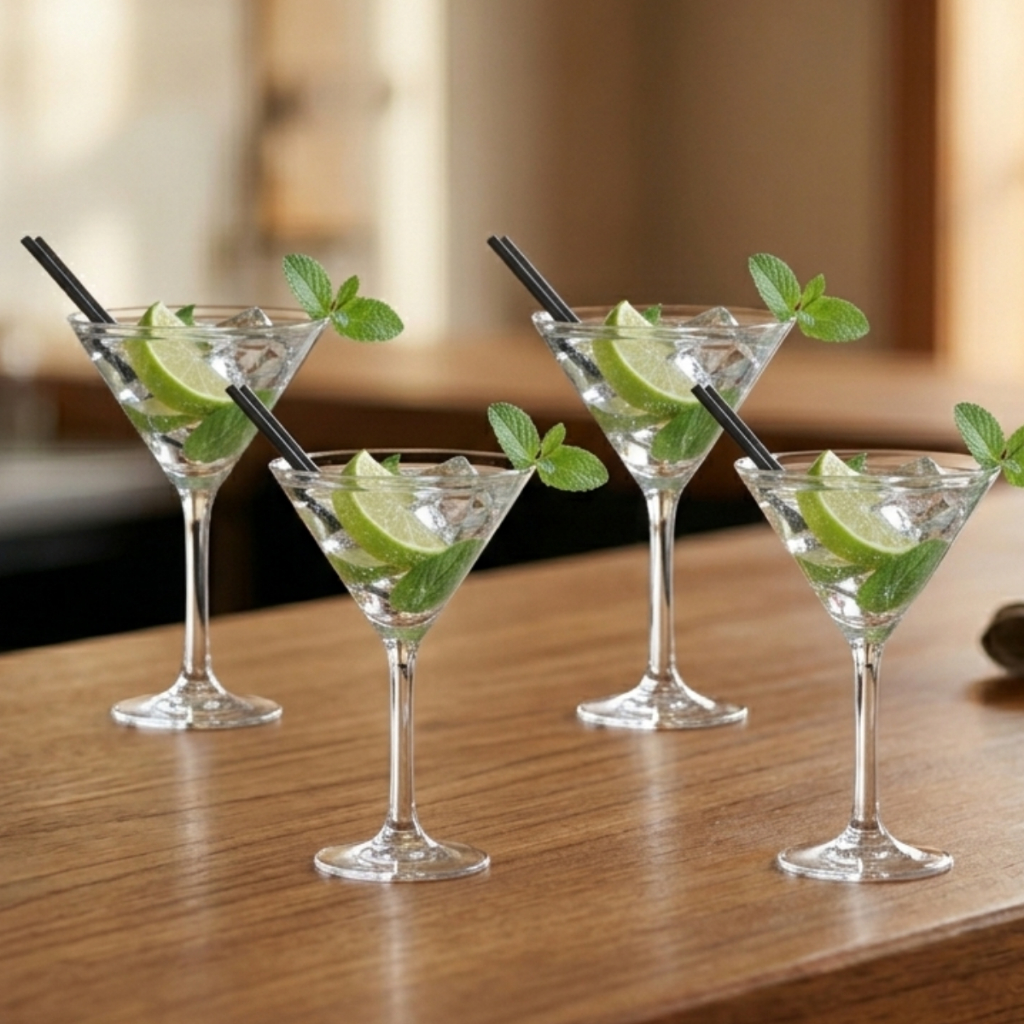 Jogo De Taças Martini De Vidro 225ml 4 Pcs