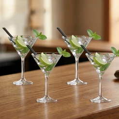 Jogo De Taças Martini De Vidro 225ml 4 Pcs