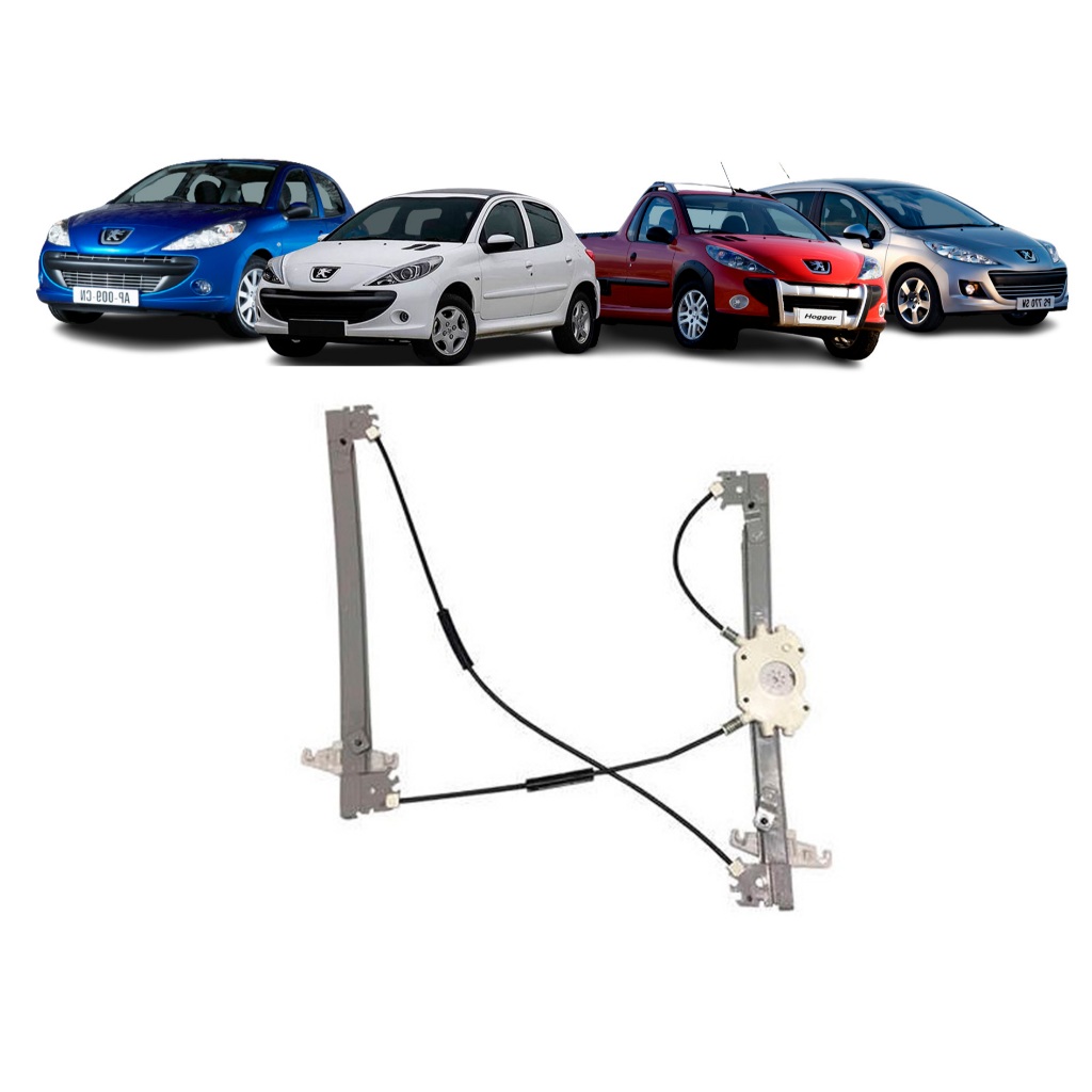 Maquina Vidro Elétrico Dianteiro S/motor Peugeot 206 207 Hoggar Fixação Mabuchi