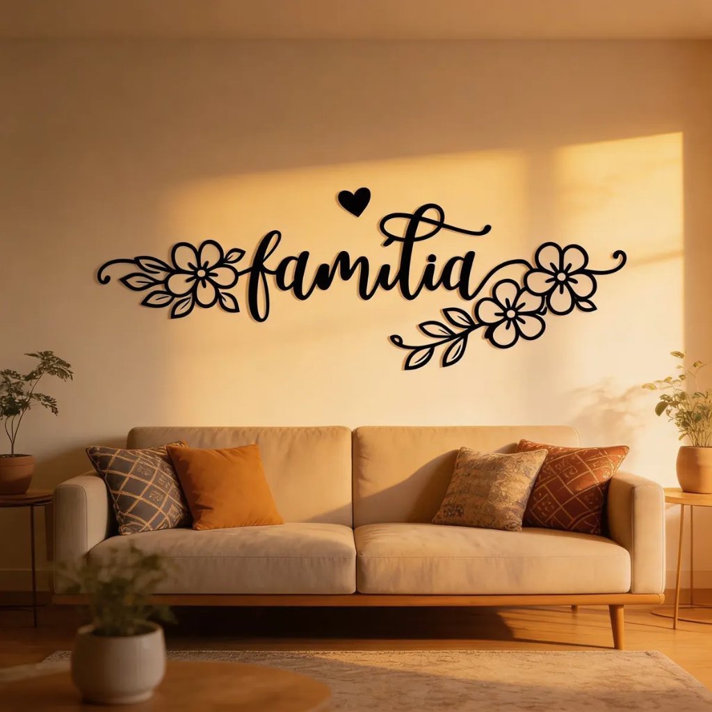Quadro Decorativo para parede Família | em MDF 3mm Preto