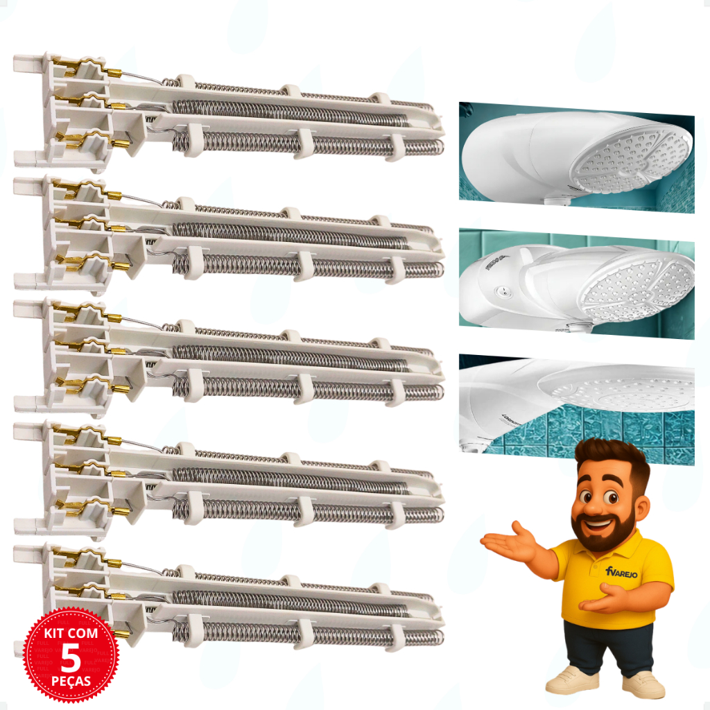 Kit 5 Resistências Chuveiro Advanced Top Jet Turbo Multitemperatura Advanced Flex 7500W 220V - PMR