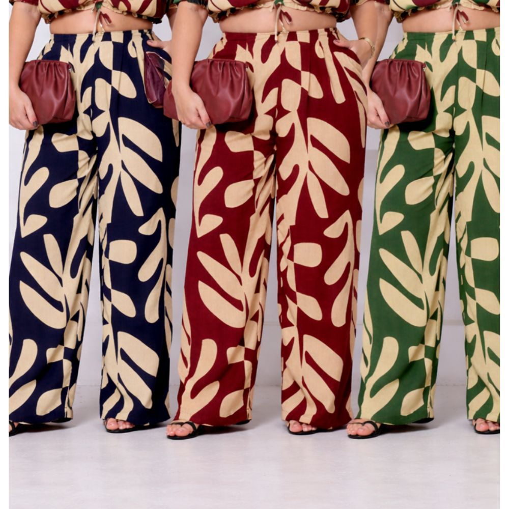 Pantalona Cintura Alta Calça Plus size Tecido Viscolinho