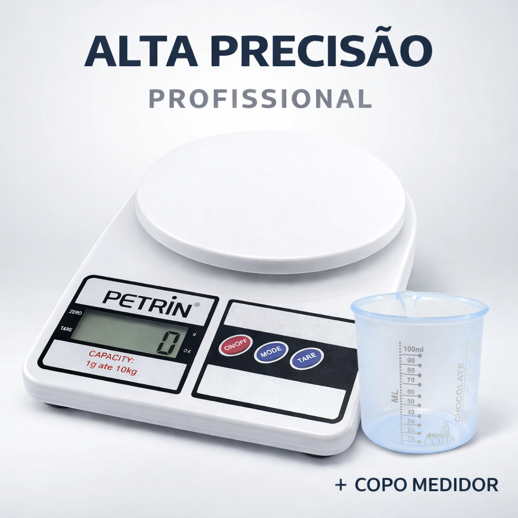 Balança Digital de Cozinha + Copo Medidor 10kg Portátil Alta Precisão para Uso Diário