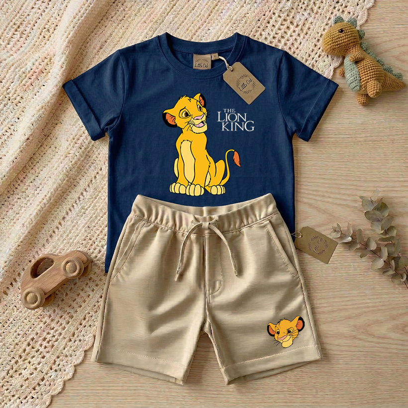 Conjunto infantil Camiseta e Bermuda meninos - Simba - Algodão Confortável