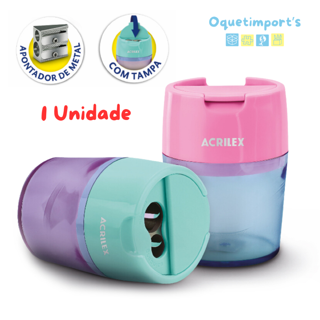 Apontador De Metal Duplo Com Depósito e Tampa Acrilex