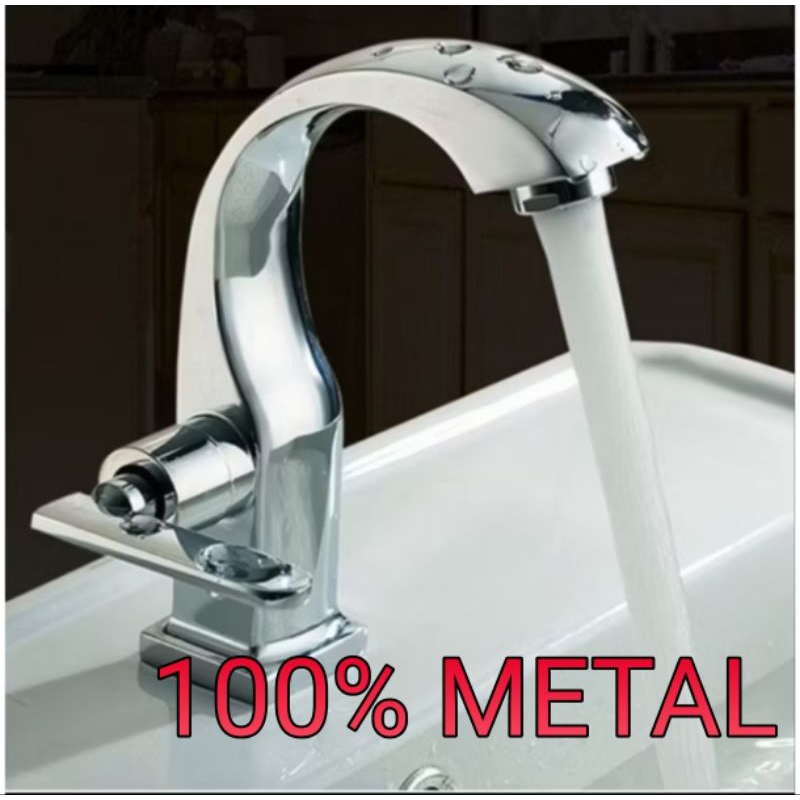 Torneira Banheiro 100% Metal Brilhante Para Cuba Banheiro Lavatório Água Fria