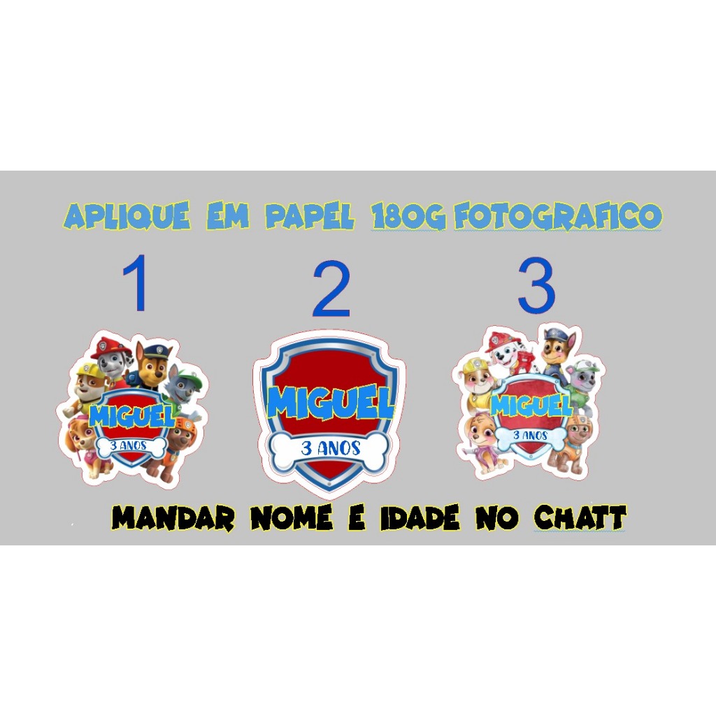 Patrulha Canina Apliques de 5cm Brasão