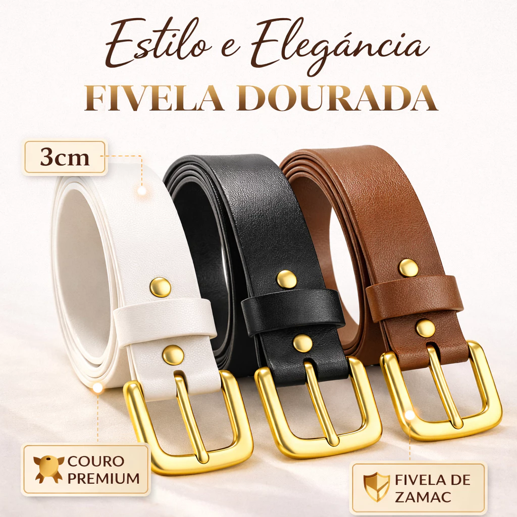 Kit 3 cinto Largo couro elegante acessorio Feminino 3cm com Fivela de Plus Size Moda Estilo Conforto