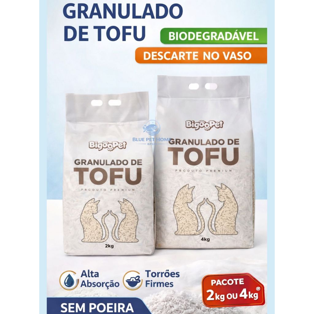 Areia Biodegradável Granulado de Tofu 2 ou 4 kg para Gatos - Premium