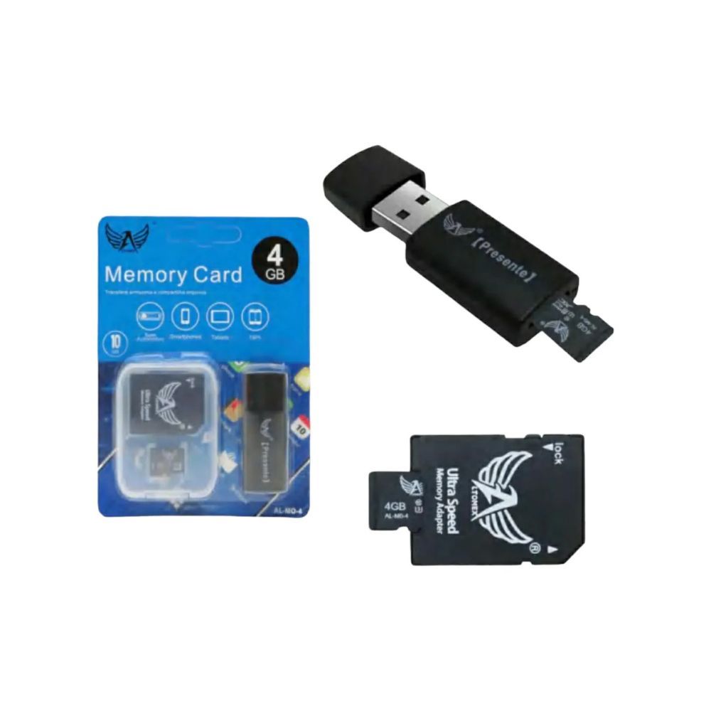 Cartão MicroSD 4GB Altomex Classe 10 com Adaptadores SD e USB