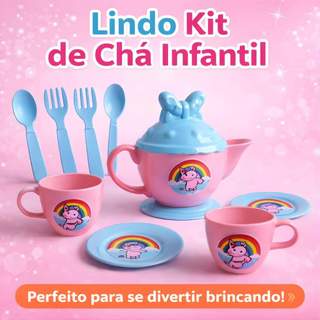 Kit Cozinha Chá Infantil Menina Kit Chá Completo 9 Peças Brinquedo Infantil Chá Menina