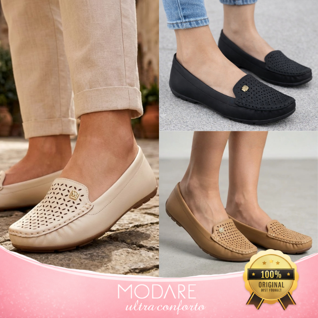 Sapato Modare Feminina Mocassim Sapatilha Ultraconforto Ortopédica Casual Perfurado Original
