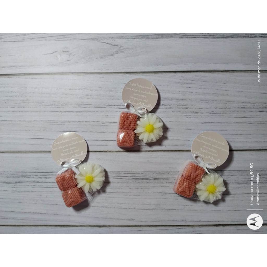 Lembrancinha Sabonete Mini Margarida + 2 Iniciais - Flores - Jardim - Chuva de Bençãos - Chá de Bebe